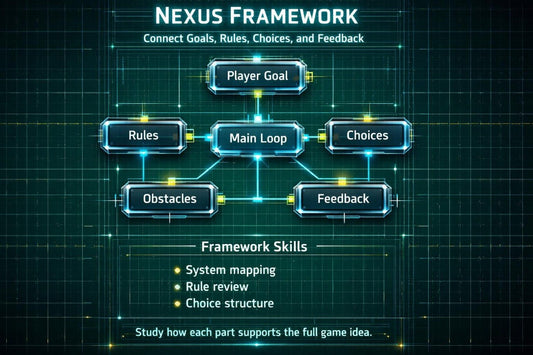 Diagram of the Nexus Framework with labeled components on a dark grid background
