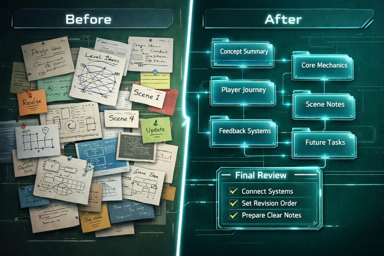 Comparison of handwritten notes on paper with digital wireframe design elements.