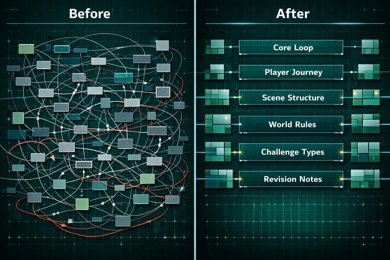 Comparison of a complex network diagram labeled 'Before' on the left and a more organized structure labeled 'After' on the right.