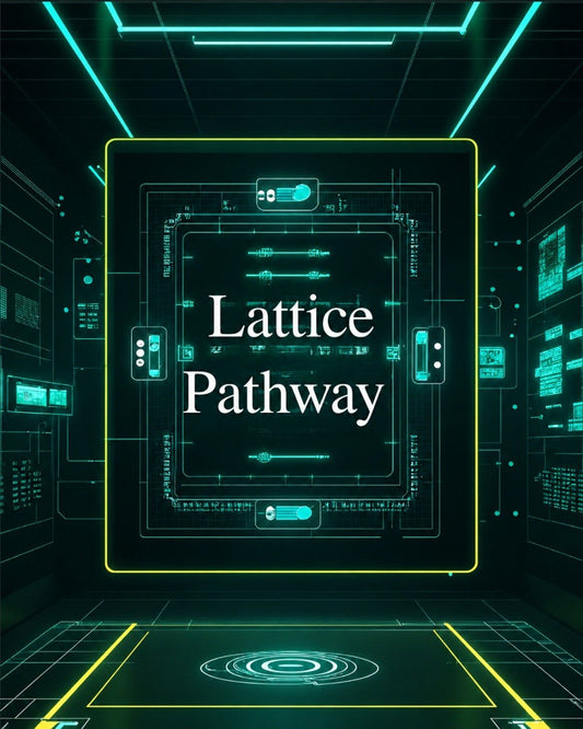 Futuristic digital interface with 'Lattice Pathway' text in a high-tech environment.