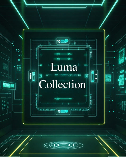 Futuristic interface design with 'Luma Collection' text in the center.