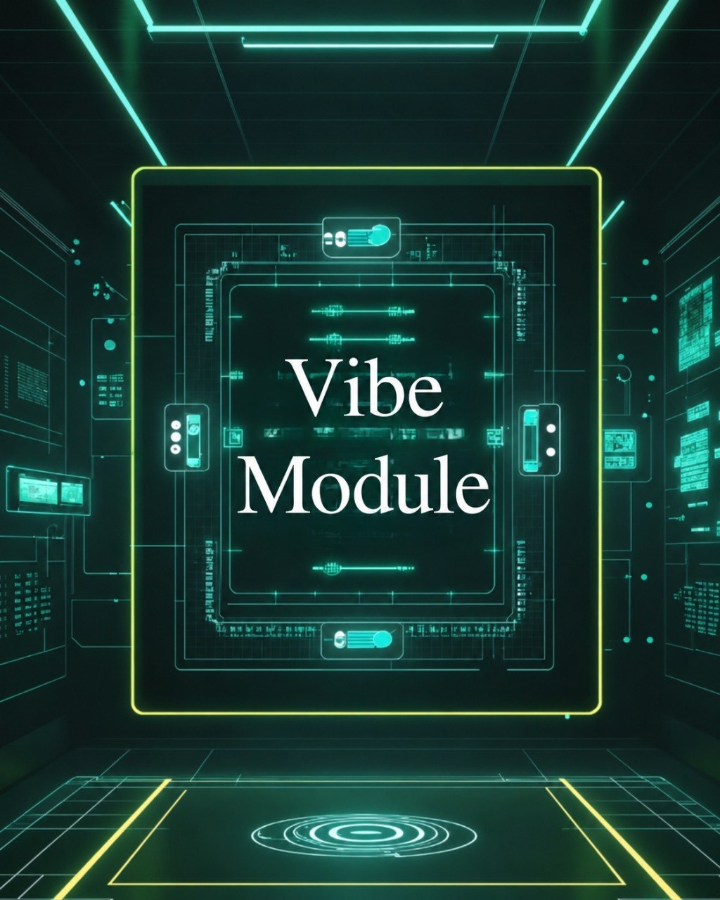 Digital interface with 'Vibe Module' text in a futuristic design.