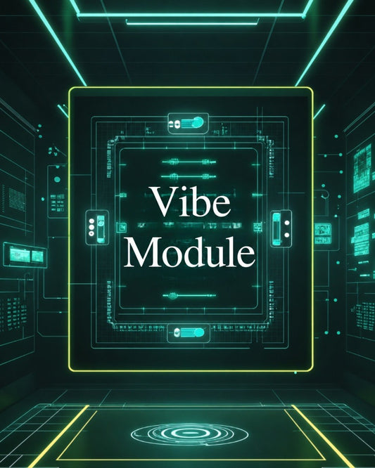 Digital interface with 'Vibe Module' text in a futuristic design.